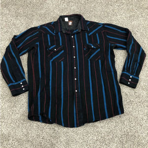 Karman XL Button Fleece Black Striped Long Sleeve